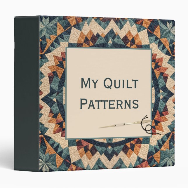 Old-fashioned Patchwork Kaleidoscope Quilt Pattern Binder (Front/Spine)