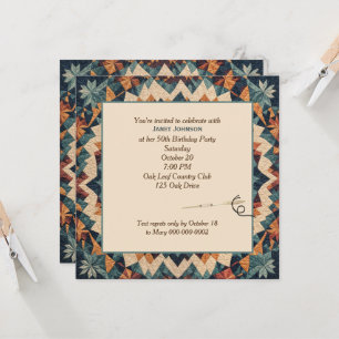 Old-fashioned Patchwork Kaleidoscope Quilt Pattern Invitation