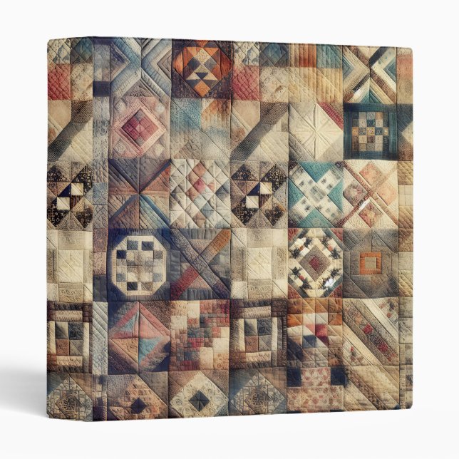 Old-fashioned Patchwork Quilt Design Binder (Front/Spine)
