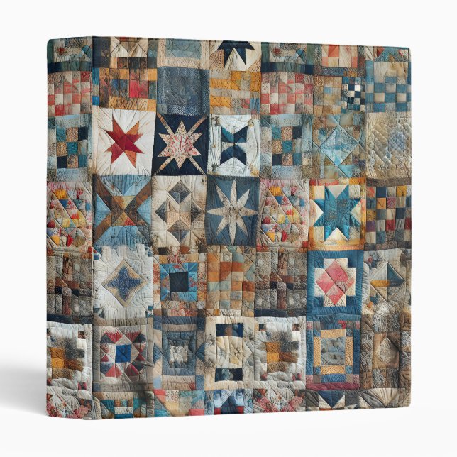 Old-fashioned Patchwork Quilt Design Binder (Front/Spine)
