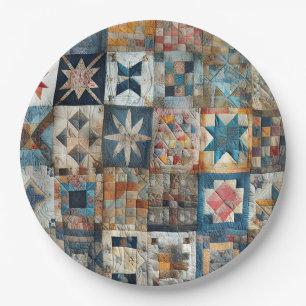 Old-fashioned Patchwork Quilt Design Paper Plate
