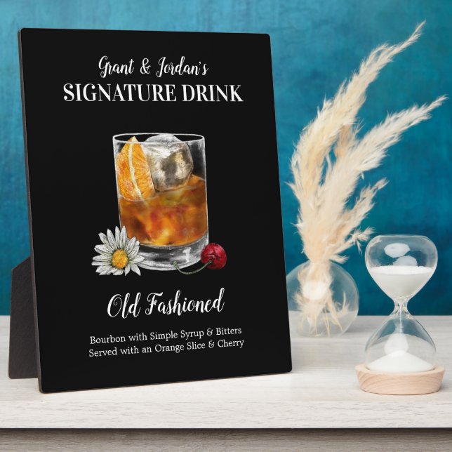 Old Fashioned • PERSONALIZE this Signature Drink Plaque (Side)