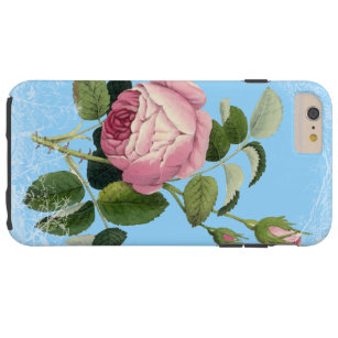 Old Fashioned Pink Rose Lacy Floral China Blue Tough iPhone 6 Plus Case