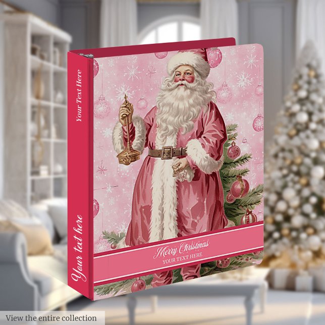 Old Fashioned Pink Santa Claus Holiday Planner Binder (Old Fashioned Pink Santa Claus Holiday Planner)
