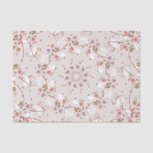 Old-Fashioned Pink Small Flowers and Swirls        Tissue Paper