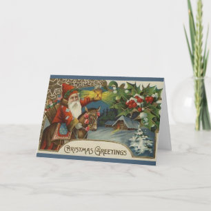 Old Fashioned Primitive Santa Christmas Card