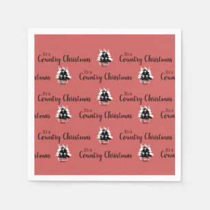 Old Fashioned Red Christmas Trees Napkin