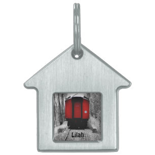 Old Fashioned Red Steam Train Pet ID Tag