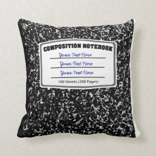 Old Fashioned Retro Composition Notebook Throw Pillow