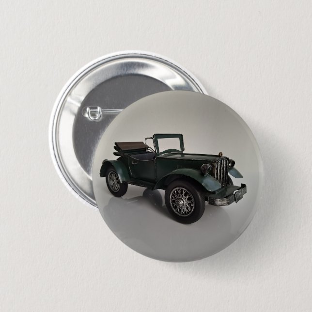 old-fashioned retro convertible car 2 inch round button (Front & Back)