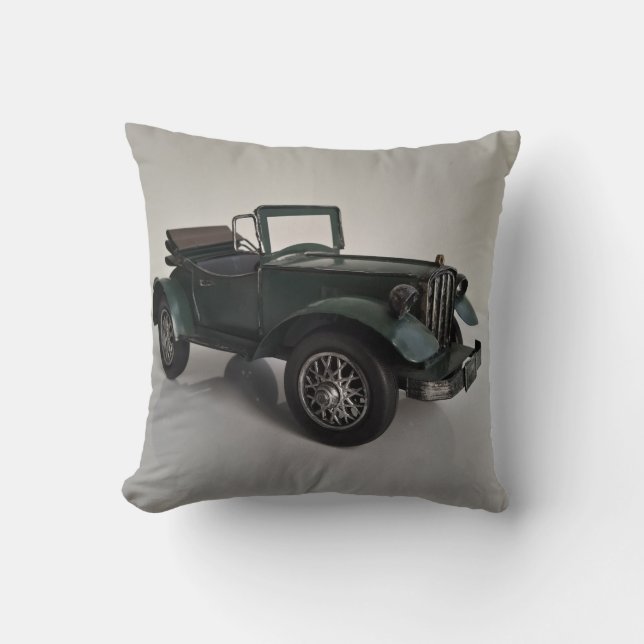 old-fashioned retro convertible car throw pillow (Front)