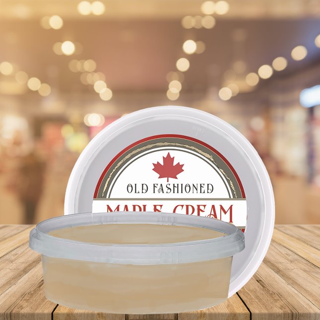 Old Fashioned Retro Maple Cream Hearts and Leaf Classic Round Sticker (Creator Uploaded)