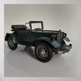 old-fashioned retro styled vintage convertible car poster