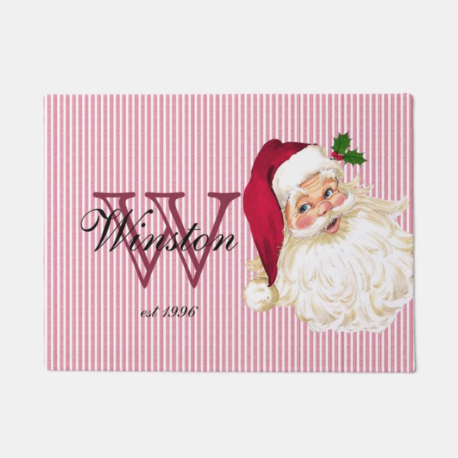 Old Fashioned Santa Claus Monogram Doormat (Front)