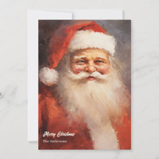Old fashioned Santa Claus smiling red hat Holiday Card