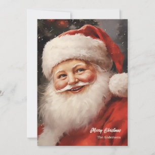 Old fashioned Santa Claus smiling red hat Holiday Card