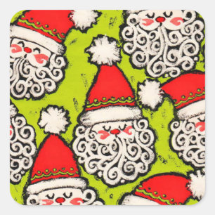 Old Fashioned Santa Square Stickers