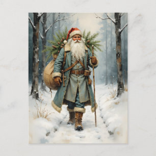Old Fashioned Santa Woodland Christmas Postcard