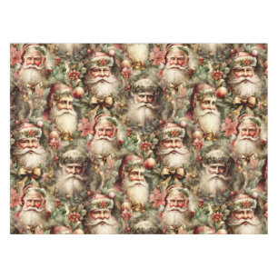 Old Fashioned Santa's With Wreaths    Tablecloth