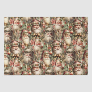Old Fashioned Santa's With Wreaths  Tissue Paper