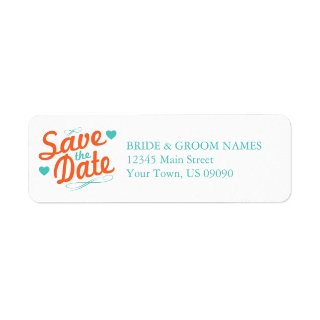 Old Fashioned Save The Date (Orange / Teal) (Front)
