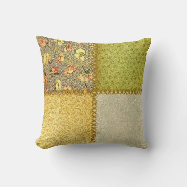 Old-Fashioned Scrap Patchwork Pillow (Front)