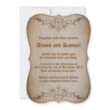 Old Fashioned Sepia Wedding Invitation
