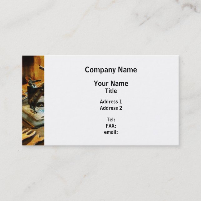 Old-Fashioned Sewing Machine Business Card (Front)