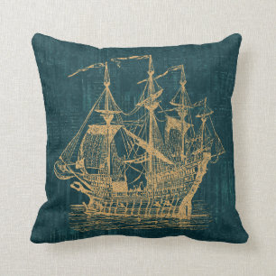 Old Fashioned Ship Nautical Themed Classic Style Throw Pillow