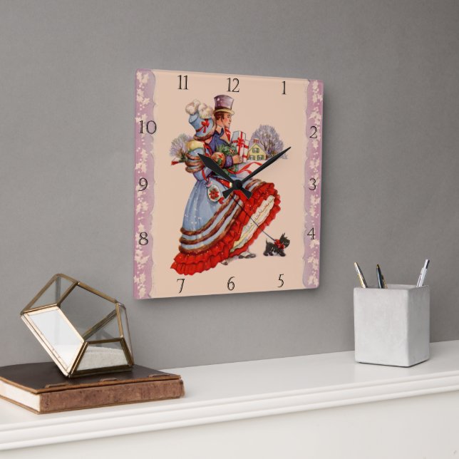 Old Fashioned Shopping Christmas Clock (Office)