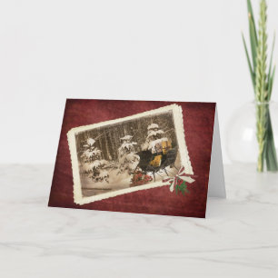 old-fashioned sleigh with gifts holiday card
