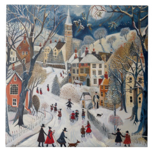 Old Fashioned Small Town Christmas Tile