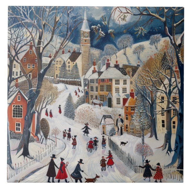 Old Fashioned Small Town Christmas Tile (Front)
