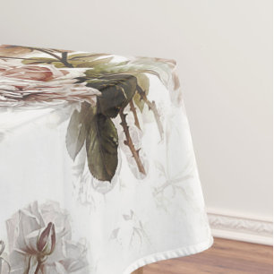 Old fashioned soft rose pink grey bouquet pattern  tablecloth