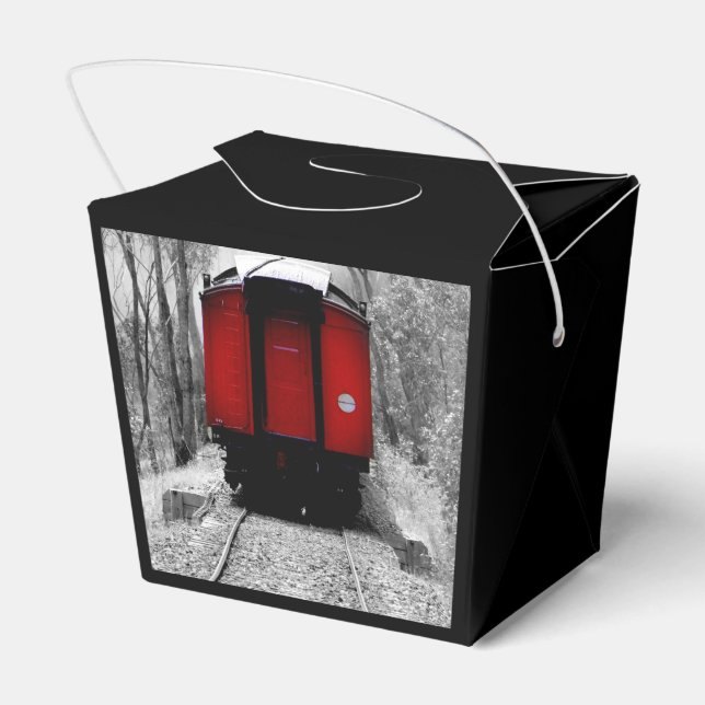 Old Fashioned Steam Train with Red Caboose Favor Box (Back Side)