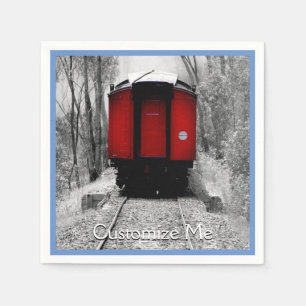 Old Fashioned Steam Train with Red Caboose Napkin