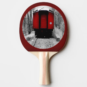 Old Fashioned Steam Train with Red Caboose Ping Pong Paddle