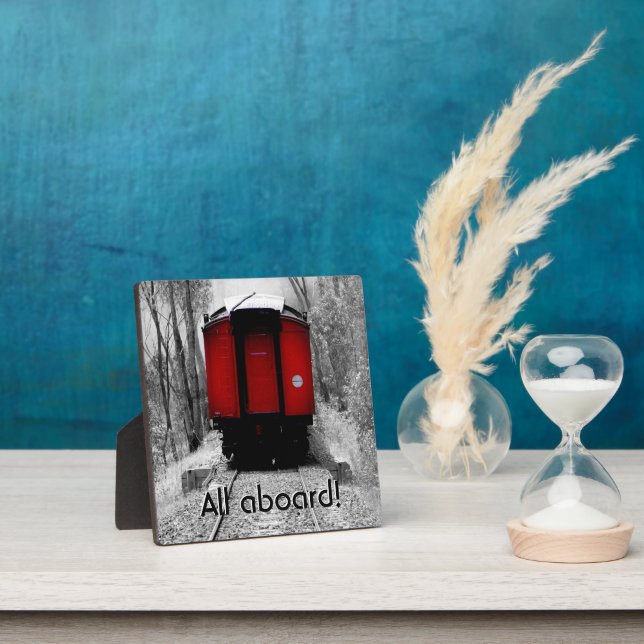 Old Fashioned Steam Train with Red Caboose Plaque (Insitu)