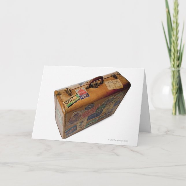old fashioned suitcase with travel stickers card (Front)