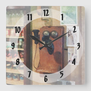 Old Fashioned Telephone Square Wall Clock