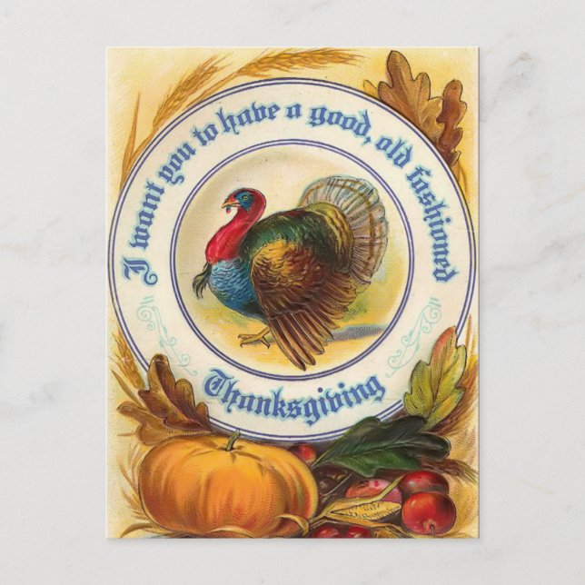 Old Fashioned Thanksgiving Postcard (Front)