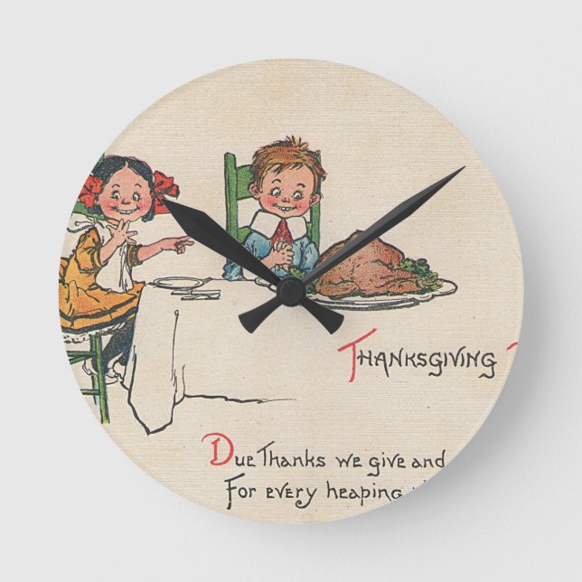 old fashioned thanksgiving round clock (Front)
