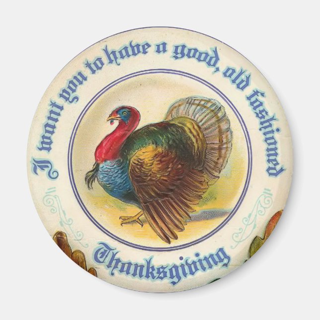 Old Fashioned Thanksgiving Round Magnet (Front)