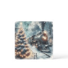 Old-Fashioned Train and Vintage Winter Scene