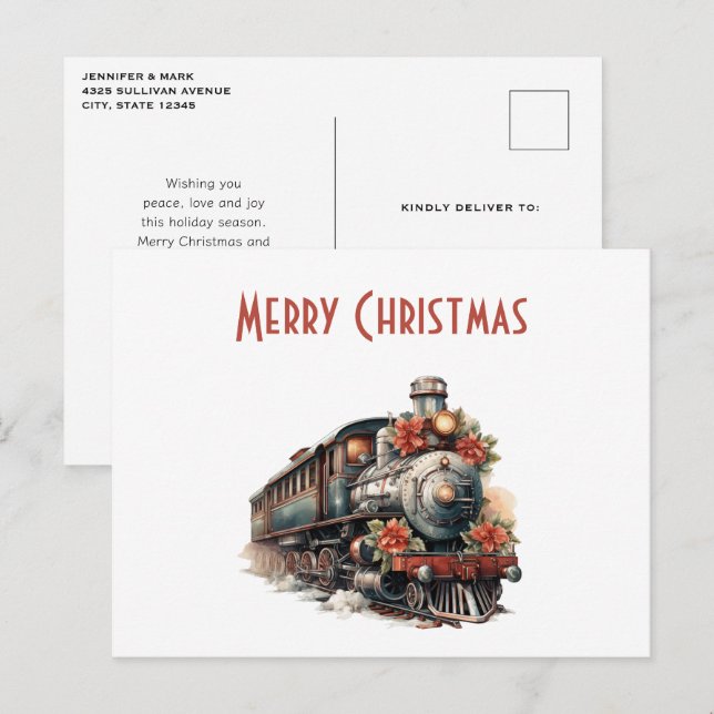 Old-Fashioned Train Retro Christmas Holiday (Front/Back)