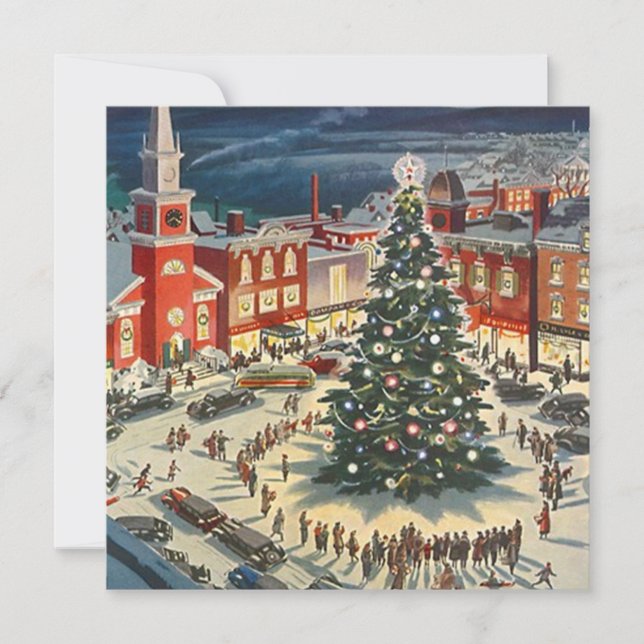 OLD-FASHIONED TREE LIGHTING HOLIDAY INVITATIONS (Front)