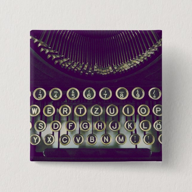 old fashioned typewriter 2 inch square button (Front)