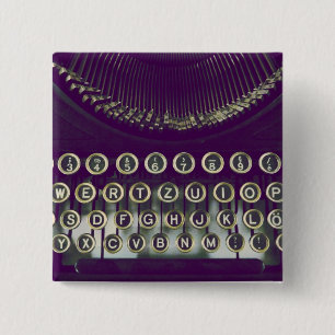 old fashioned typewriter 2 inch square button