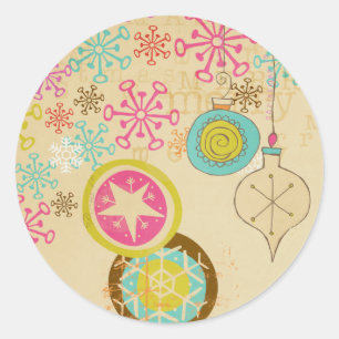 Old Fashioned Typography Holiday Round Sticker