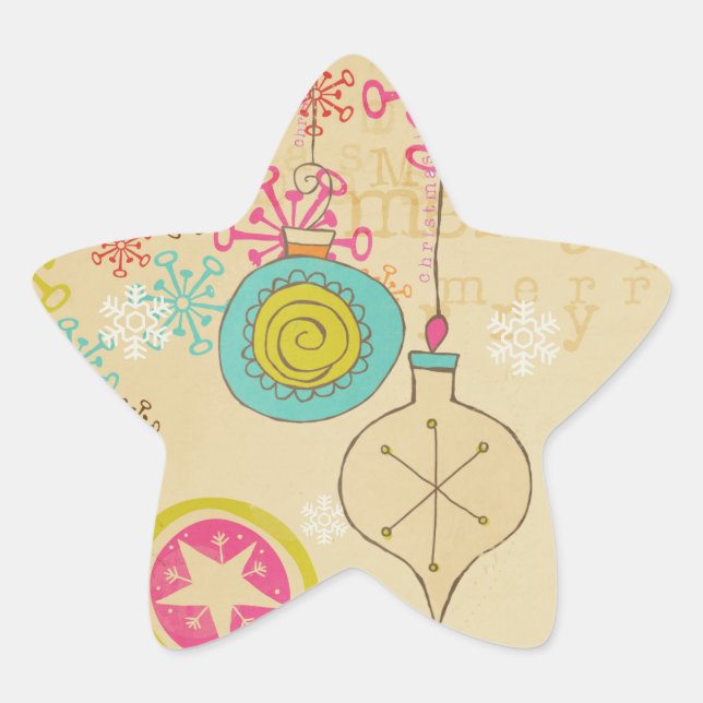 Old Fashioned Typography Holiday Star Sticker (Front)